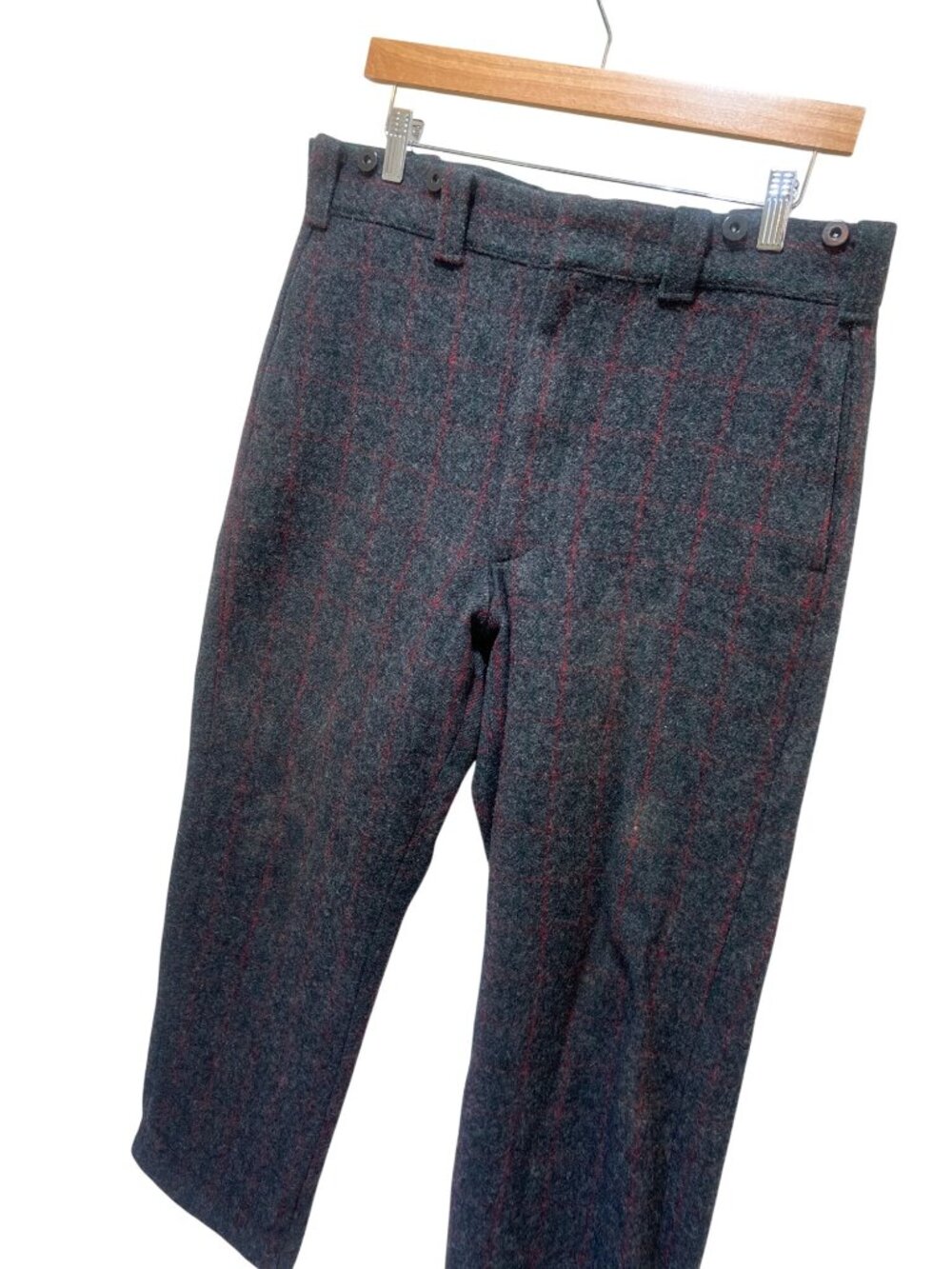 Woolrich Vintage 90's Gray Wool Blend Plaid Field Pants With Red & Green Check P